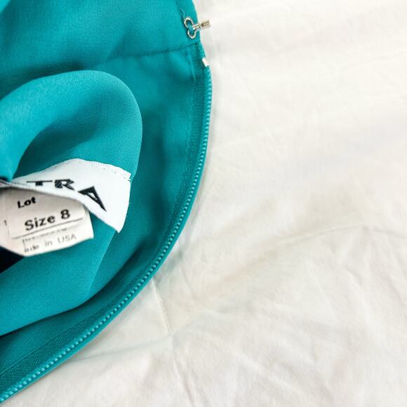 Patra Teal High Neck Shoulder Pad Midi Dress Women’s Size 8 EUC - Picture 7 of 7